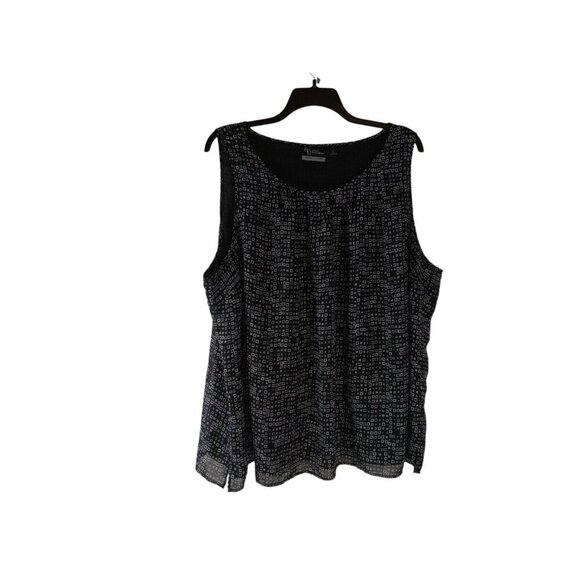 Added Dimensions Womens Top Black Lined Sleeveless Geometric Blouse Size 4X Plus - Picture 1 of 12